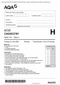 Actual 2024 AQA GCSE CHEMISTRY 8462/2H Paper 2 Higher Tier Merged Question Paper + Mark Scheme