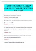 FLORIDA 2-15 INSURANCE LICENSE  EXAM | QUESTIONS & ANSWERS  (VERIFIED) | LATEST UPDATE | GRADED  A+ & PASSEDFLORIDA 2-15 INSURANCE LICENSE  EXAM | QUESTIONS & ANSWERS  (VERIFIED) | LATEST UPDATE | GRADED  A+ & PASSED