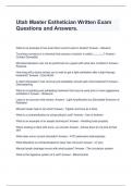 Utah Master Esthetician Written Exam Questions and Answers