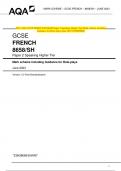 2023 AQA GCSE FRENCH 8658/SH Paper 2 Speaking Higher Tier Mark scheme including Guidance for Role-plays June 2023 [VERIFIED]