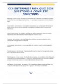 CCA ENTERPRISE RISK QUIZ 2024 QUESTIONS & COMPLETE SOLUTIONS