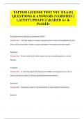 TATTOO LICENSE TEST NYC EXAM |  QUESTIONS & ANSWERS (VERIFIED) |  LATEST UPDATE | GRADED A+ &  PASSED
