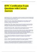 IFPC Certification Exam Questions with Correct Answers