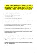 COUNTERINTELLIGENCE AWARENESS AND REPORTING - PRETEST JKO EXAM 2024 WITH 100% CORRECT ANSWERS