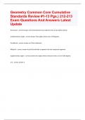 Geometry Common Core Cumulative Standards Review #1-13 Pgs.) 212-213 Exam Questions And answers latest update 