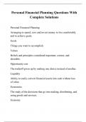 Personal Financial Planning Questions With Complete Solutions