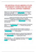 CIS 105 FINAL EXAM ARIZONA STATE UNIVERSITY COMPLETED 2024 100% ACCURATE ANSWER (VERIFIED)