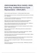 CRCR EXAM MULTIPLE CHOICE, CRCR Exam Prep, Certified Revenue Cycle Representative - CRCR (2024/2025) already graded A+