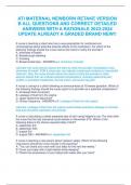 ATI MATERNAL NEWBORN RETAKE VERSION  B ALL QUESTIONS AND CORRECT DETAILED  ANSWERS WITH A RATIONALE 2023-2024  UPDATE ALREADY A GRADED BRAND NEW!!