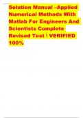 Solution Manual –Applied Numerical Methods With Matlab For Engineers And Scientists Complete Revised Test  VERIFIED 100%