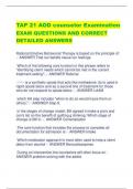 TAP 21 AOD counselor Examination EXAM QUESTIONS AND CORRECT DETAILED ANSWERS