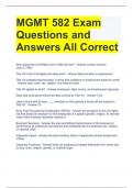 MGMT 582 Exam Questions and Answers All Correct