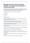 Management And Cost Accounting Chapter 1 Summary Exam Questions And Answers 2024