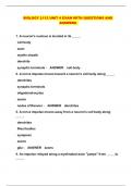 BIOLOGY L112 UNIT 4 EXAM WITH QUESTIONS AND ANSWERS 