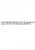 GUAM DRIVERS WRITTEN TEST 103 Questions and Answers (100 OUT OF 100) Already GRADED A+.