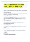 BUNDLE FOR FIN 582 Exam Questions and Answers All Correct