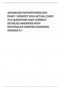 ADVANCED PATHOPHYSIOLOGY EXAM 1 NEWEST 2024 ACTUAL EXAM 314 QUESTIONS AND CORRECT DETAILED ANSWERS WITH RATIONALES VERIFIED ANSWERS GRADED A+