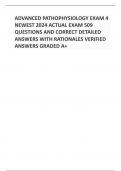 ADVANCED PATHOPHYSIOLOGY EXAM 4 NEWEST 2024 ACTUAL EXAM 509 QUESTIONS AND CORRECT DETAILED ANSWERS WITH RATIONALES VERIFIED ANSWERS GRADED A+