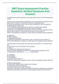 RBT Exam Assessment Practice Questions Verified Questions And Answers