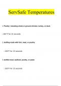 ServSafe Temperatures Questions and Answers Updated (2024/2025) (Verified Answers)