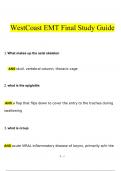 WestCoast EMT Final Study Guide Questions and Answers Updated (2024/2025) (Verified Answers)