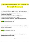 West Coast EMT Final Exam  Questions and Answers Updated (2024/2025) (Verified Answers)