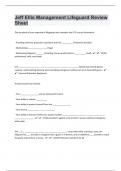 Jeff Ellis Management Lifeguard Review Sheet 60 Questions with 100% Correct Answers | Verified | Updated 2024