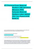 ATI Proctored Exam Maternal Newborn CMS Questions  &Answers With  Rationale Maternal Newborn Latest Update  2024 Very Resourcefull  Rated A+