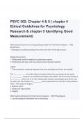 PSYC 302: Chapter 4 & 5 ( chapter 4 Ethical Guidelines for Psychology Research & chapter 5 Identifying Good Measurement) Questions and Answers Latest Update (A+ GRADED )