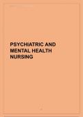 PSYCHIATRIC AND MENTAL HEALTH NURSING exam with verified questions and answers latest 2024/2025