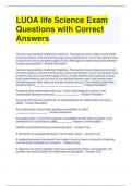 LUOA life Science Exam Questions with Correct Answers