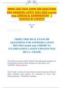 NBME CBSE REAL EXAM 200 QUESTIONS AND ANSWERS LATEST 2023-2024 (usmle step 1)MEDICAL EXAMINATION LATEST UPDATES MAY 2023 A+ GRADE