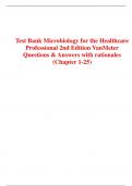 Test Bank Microbiology for the Healthcare Professional 2nd Edition VanMeter Questions & Answers with rationales (Chapter 1-25)