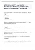 UTAH PROPERTY CASUALTY INSURANCE ADJUSTER EXAM 2024 WITH 100% CORRECT ANSWERS