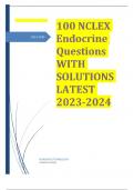 100 NCLEX Endocrine Questions WITH SOLUTIONS LATEST 2023- 2024