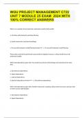 WGU PROJECT MANAGEMENT C722 UNIT 7 MODULE 25 EXAM  2024 WITH 100% CORRECT ANSWERS