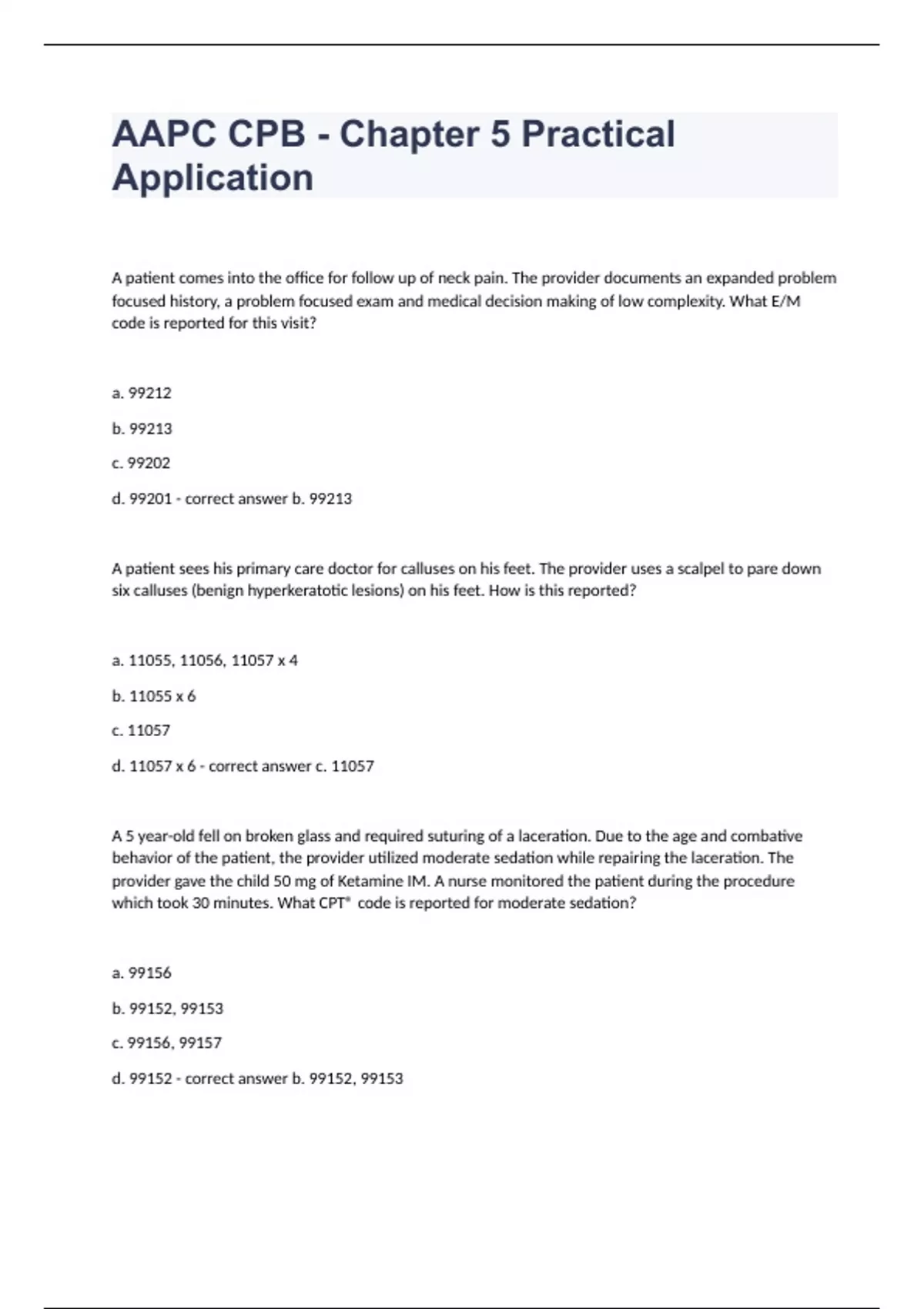 AAPC CPB - Chapter 5 Review Question N Answer 202/2024 - AAPC CPB ...