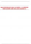AQA GCSE BIOLOGY 8461/1H PAPER 1 V1 VERIFIED  MARK SCHEME JUNE 2022/2023 GRADED A+