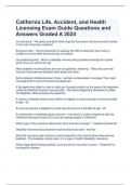 California Life, Accident, and Health Licensing Exam Guide Questions and Answers Graded A 2024 