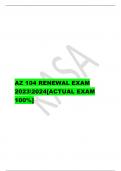 AZ 104 RENEWAL EXAM  20232024[ACTUAL EXAM  100%]