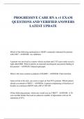 PROGRESSIVE CARE RN A v1 EXAM  QUESTIONS AND VERIFIED ANSWERS  LATEST UPDATE