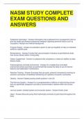 NASM STUDY COMPLETE EXAM QUESTIONS AND ANSWERS