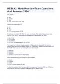 HESI A2 - Math - Practice Exam  Questions And Answers 2024