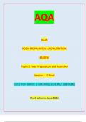 AQA GCSE FOOD PREPARATION AND NUTRITION 8585/W Paper 1 Food Preparation and Nutrition Version: 1.0 Final *JUN238852W01* IB/G/Jun23/E9 8852/W  QUESTION PAPER & MARKING SCHEME/ [MERGED] Marl( scheme June 2023