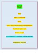 AQA GCSE PHYSICAL EDUCATION 8582/2 Paper 2 Socio-cultural influences and wellbeing in  physical activity and sport Version: 1.0 Final *jun238582201* IB/M/Jun23/E6 8582/2 For Examiner’s UseQUESTION PAPER & MARKING SCHEME/ [MERGED] Marl( scheme June 2023