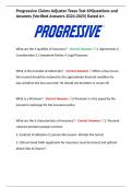 Progressive Claims Adjuster Texas Test 69Questions and Answers (Verified Answers 2024.2025) Rated A+