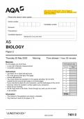 2023 AQA AS BIOLOGY 7401/2 Paper 2 Question Paper & Mark scheme (Merged) June 2023 [VERIFIED]