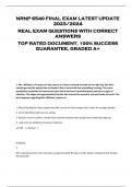 NRNP 6540 FINAL EXAM LATEST UPDATE  2023/2024  REAL EXAM QUESTIONS WITH CORRECT  ANSWERS  TOP RATED DOCUMENT, 100% SUCCESS  GUARANTEE, GRADED A+ 