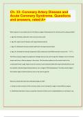 Ch. 33: Coronary Artery Disease and  Acute Coronary Syndrome. Questions  and answers, rated A+//  EXAM PREDICTION PAPER 2024/25 