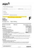 2023 AQA GCSE FRENCH 8658/WF Paper 4 Writing Foundation Tier Question Paper & Mark scheme (Merged) June 2023 [VERIFIED]